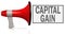 Capital gain word with red megaphone