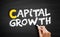 Capital growth text on blackboard