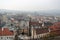 The capital of Hungary Budapest. Panorama of the city and its sculptural compositions on a misty winter day.