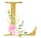 Capital L letter with flowers raster illustration