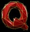 Capital latin letter Q in low poly style red and gold color isolated on black background. 3d