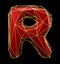 Capital latin letter R in low poly style red and gold color isolated on black background. 3d