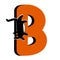 Capital Letter B,Orange Alphabet Clipart with Black Cat
