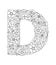 Capital letter D patterned with abstract flowers