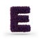 Capital letter E. Uppercase. Purple fluffy and furry font. 3D