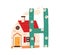 Capital letter H of childish English alphabet with house. Funny kids font with cute home for nursery and kindergarten