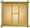 Capital letter H made of green bamboo sticks on old paper background