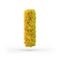 Capital letter I. Uppercase. Yellow fluffy and furry font. 3D