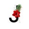 Capital letter J decorated with red amaryllis flower and pine twig. Letter of the English alphabet with christmas decoration