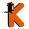 Capital Letter K,Orange Alphabet Clipart with Black Cat