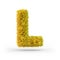 Capital letter L. Uppercase. Yellow fluffy and furry font. 3D