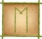 Capital letter M made of green bamboo sticks on old paper background