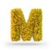 Capital letter M. Uppercase. Yellow fluffy and furry font. 3D