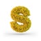 Capital letter S. Uppercase. Yellow fluffy and furry font. 3D
