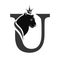 Capital Letter U with Black Panther. Royal Logo. Cougar Head Profile. Stylish Template. Tattoo. Creative Art Design. Emblem  for B