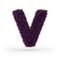 Capital letter V. Uppercase. Purple fluffy and furry font. 3D