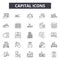 Capital line icons, signs, vector set, outline illustration concept