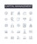 Capital management line icons collection. Budget control, Fiscal planning, Asset allocation, Mtary strategy, Fund