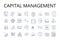 Capital management line icons collection. Budget control, Fiscal planning, Asset allocation, Mtary strategy, Fund