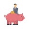 Capital. Save money in a piggy Bank. Profit, vector illustration