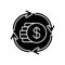 Capital synergy black glyph icon