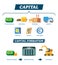 Capital vector illustration. Explained company financial economic resource.