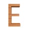 Capital wooden letter E, isolated over white background