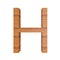 Capital wooden letter H, isolated over white background