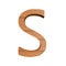 Capital wooden letter S, isolated over white background