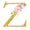 Capital Z symbol with flowers raster illustration