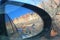 Capitol Reef National Park, Utah, in a car mirror