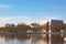 The Capitol Reflecting pool at National Mall in US capital.