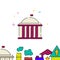 Capitol, White House, government building filled line icon, simple illustration