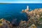 Capo Ferro lighthouse in Sardinia, Italy