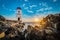 Capo Ferro lighthouse in Sardinia, Italy