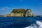 Capo Miseno, Bacoli, view from the boat with waves in the foreground.