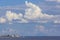 Capo Peloro Lighthouse in Punta del Faro on the Strait of Messina, most north eastern promontory of Sicily, Italy