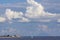 Capo Peloro Lighthouse in Punta del Faro on the Strait of Messina, most north eastern promontory of Sicily, Italy