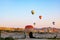 Cappadocia background. Hot air balloons in Cappadocia at sunrise