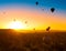 Cappadocia balloons, sunset