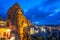 Cappadocia city skyline at night in Goreme, Turkey