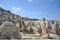 Cappadocia fairy chimneys in the canyon near Cavusin village, ne