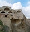 Cappadocia region, local architectural texture. abandoned ruins and pigeon houses..