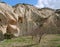 Cappadocia region, local architectural texture. abandoned ruins and pigeon houses.