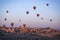 Cappadocia, Turkey, Europe, hot air balloons, dawn, adventure, fairy, landscape, natural wonders, valley, nature, aerial view