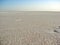 Cappadocia. Turkey. Panorama of the boundless dried salt pink lake.