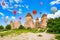 Cappadocia, Turkiye - July 07, 2023-Air balloons place in Cappadocia-Fairy Chimneys