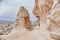 Cappadocia underground city inside the rocks, the old city of stone pillars.Fabulous landscapes of the mountains of Cappadocia