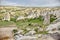 Cappadocia underground city inside the rocks, the old city of stone pillars.Fabulous landscapes of the mountains of Cappadocia