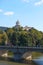Cappuccini Mount or mount of Capuchin Monks church and bridge on Po river in a sunny day in Turin